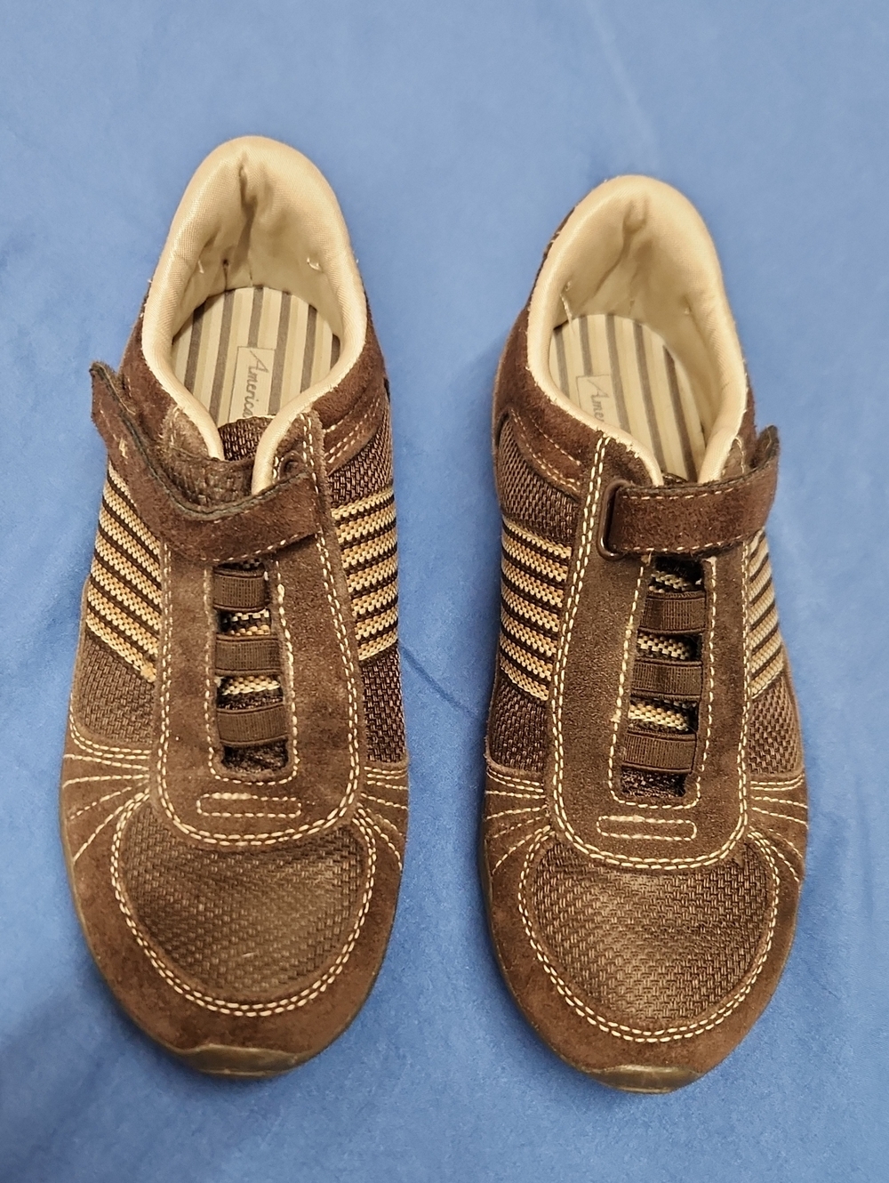 American Eagle Outfitters Brown Men's Slip-On Sneakers with Tan Stripes